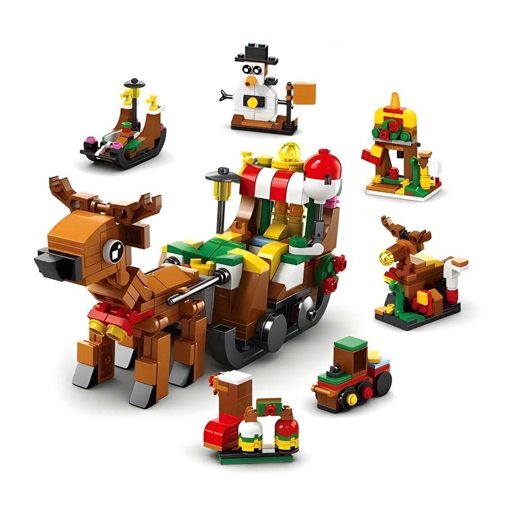 Christmas Sleigh Brick Figures Blind Box Christmas Brick Figures Surprise Blind Box 24 Calendar Countdown Gift Box - minebrickuk