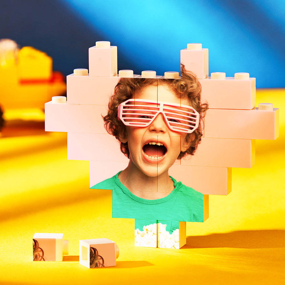 Custom Photo Building Bricks Personalised Printed Heart Block - 