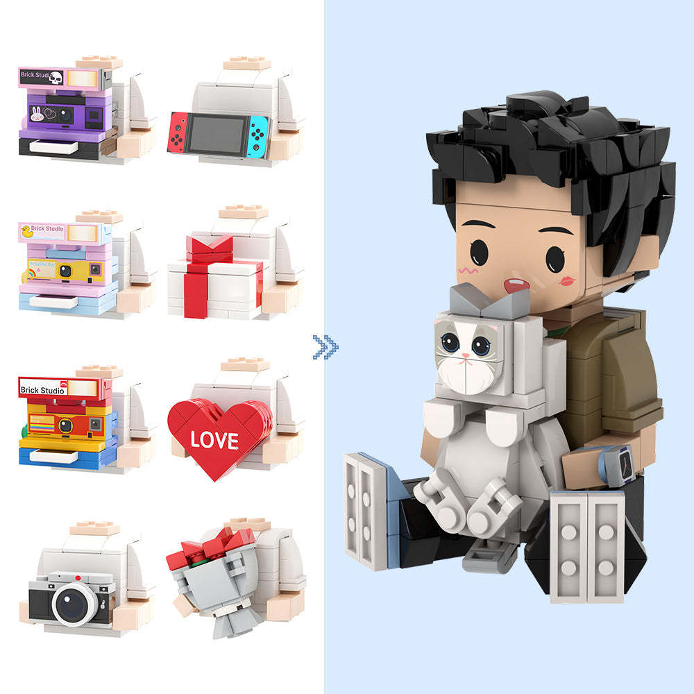 Custom Cute Brick Figures Personalized Sitting Brick Figures Small Particle Block Toy 