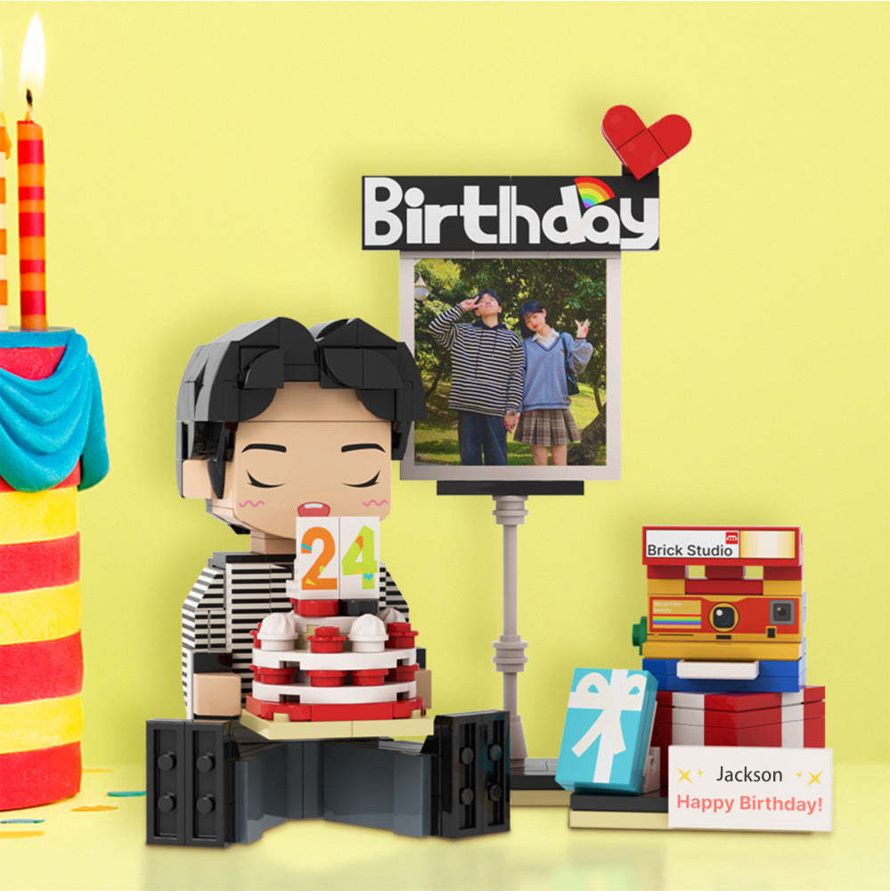 Custom Brirthday Brick Figures Personalized Sitting Brick Figures Small Particle Block Toy - minebrickuk