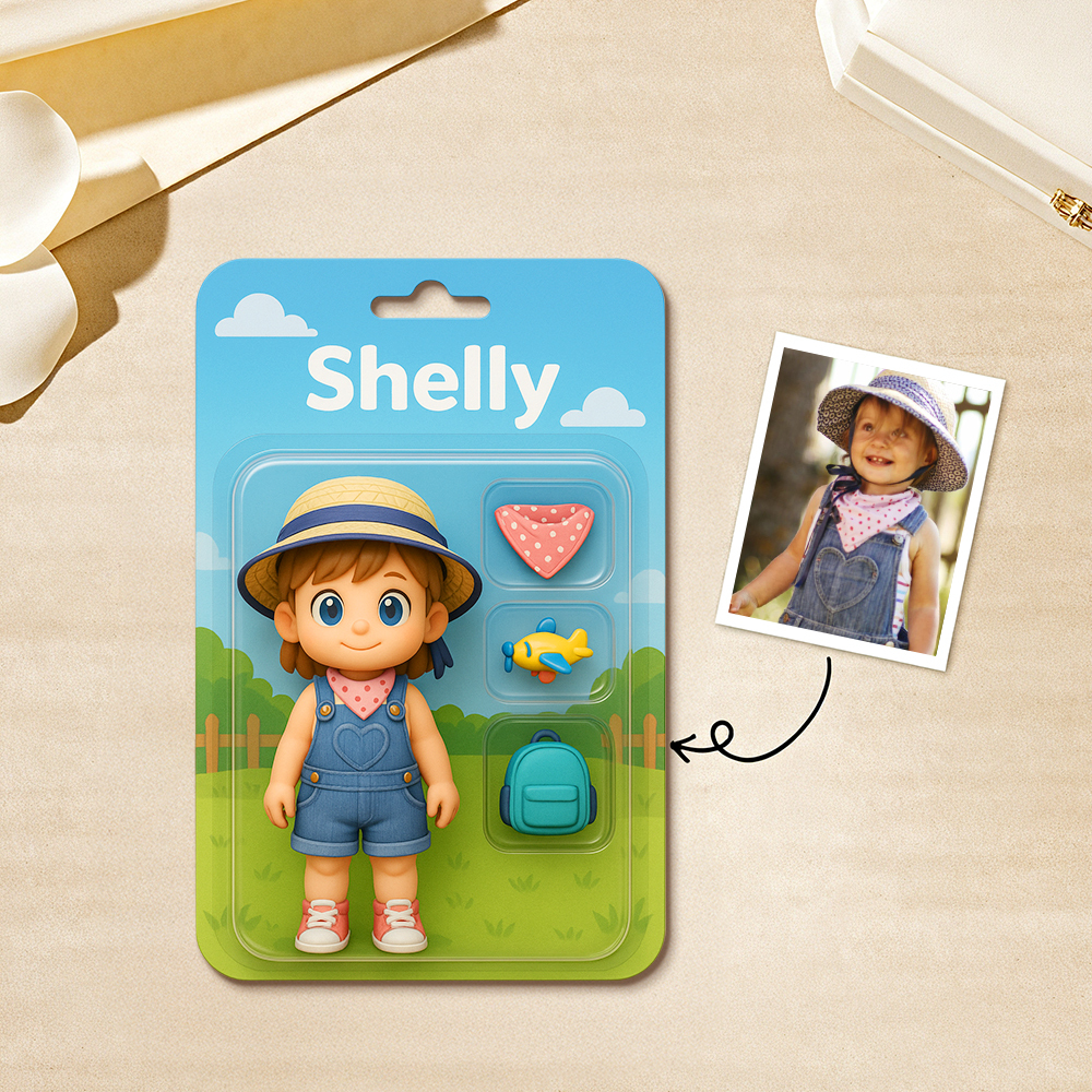 Custom Action Figure Pack Packaging Toy Box Style Art Gift Personalized Acrylic Keychain Gift for Family - 