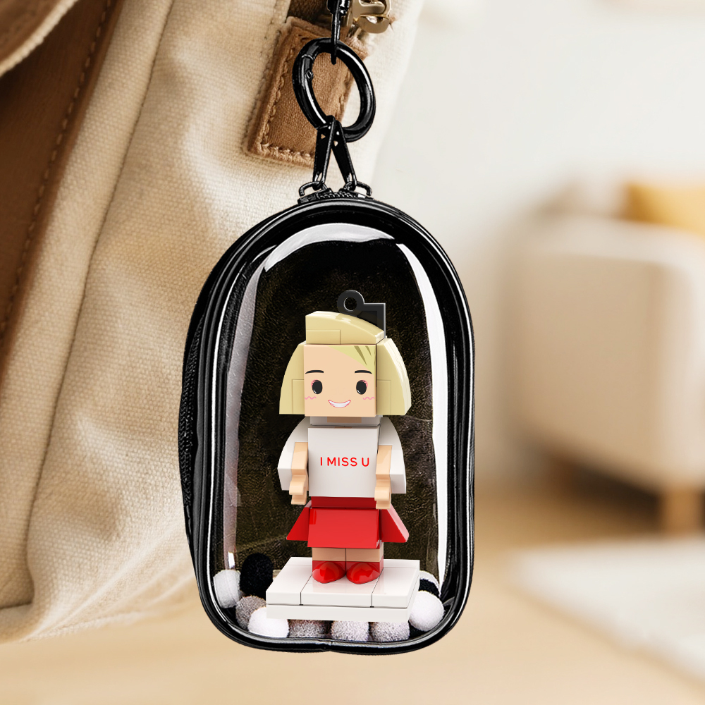 Customized Head Brick Figure I MISS U Custom Mini Brick Figures Small Particle Block Keychain - 