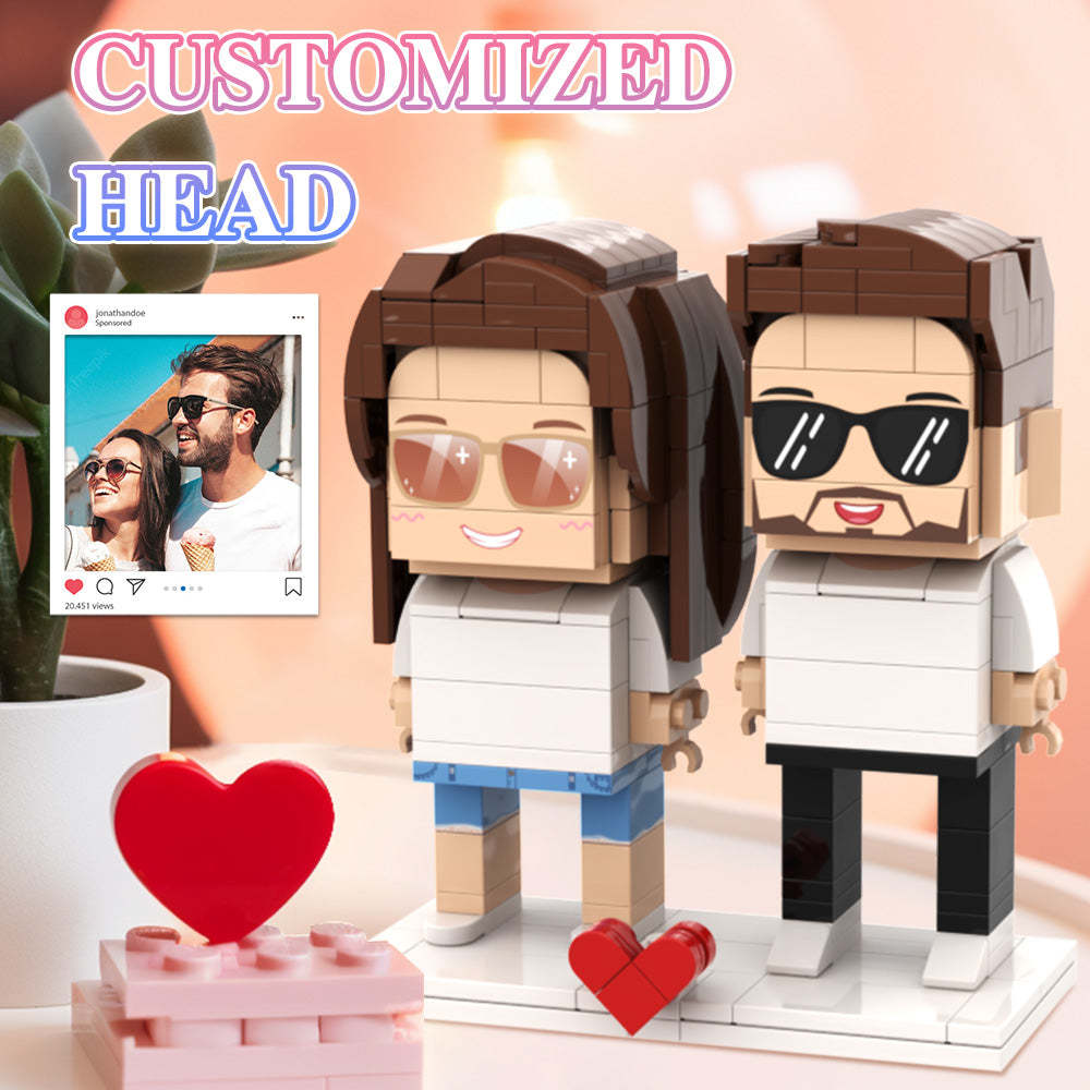 Summer Momery Style Brick Figures Personalized Couples Brick Figures Small Particle Block Gift For Couple - minebrickuk