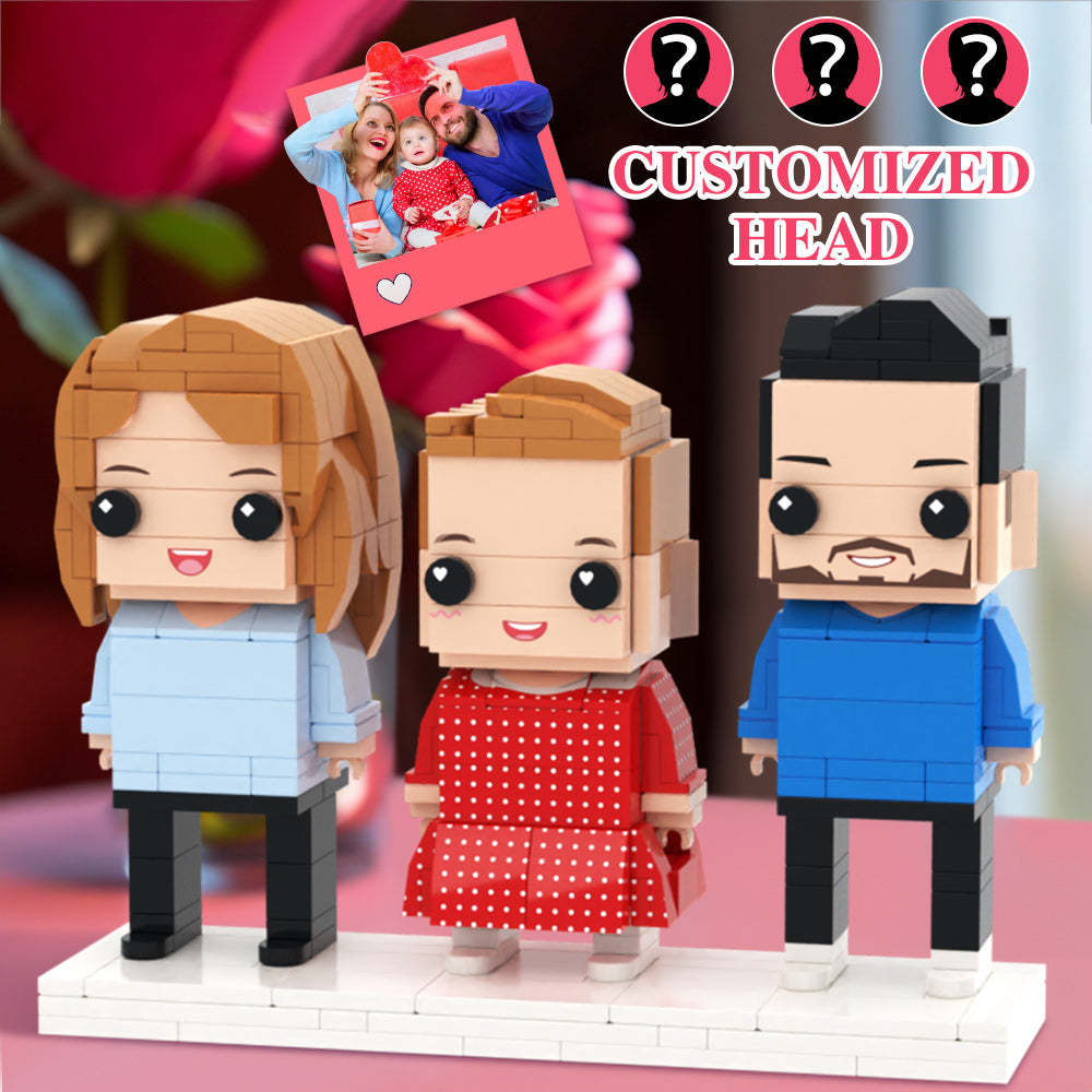 Valentine's Day Family Full Body Customizable 3 People Custom Brick Figures Small Particle Block - minebrickuk