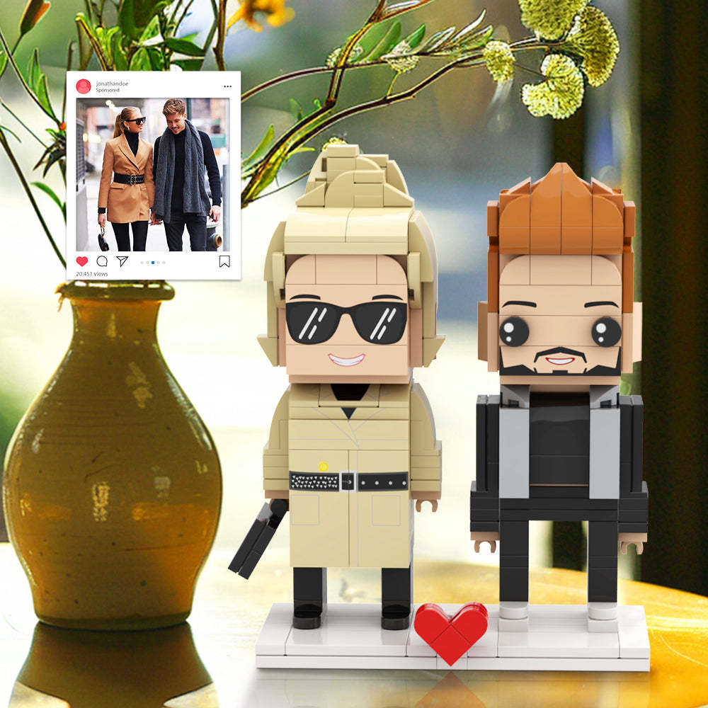 Couple Gift For Street OOTD Customizable Fully Body 2 People Custom Brick Figures Persanalized Brick Figures - minebrickuk
