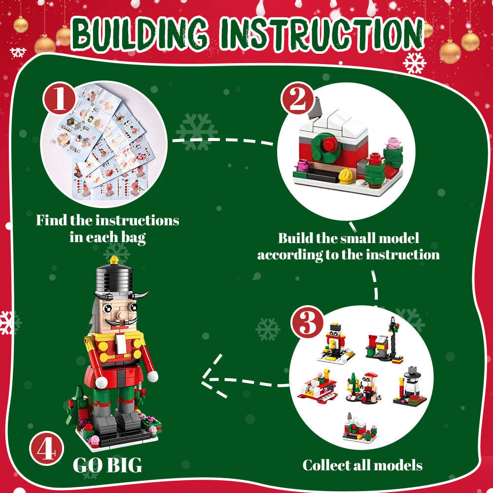 Christmas Brick Figures Surprise Blind Box 24 Calendar Countdown Gift Box Nutcracker Brick Figures Blind Box - minebrickuk