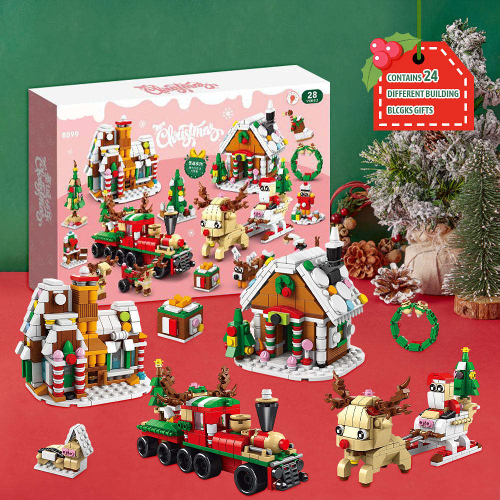 Christmas Town Brick Figures Surprise Blind Box 24 Calendar Countdown Gift Box - minebrickuk