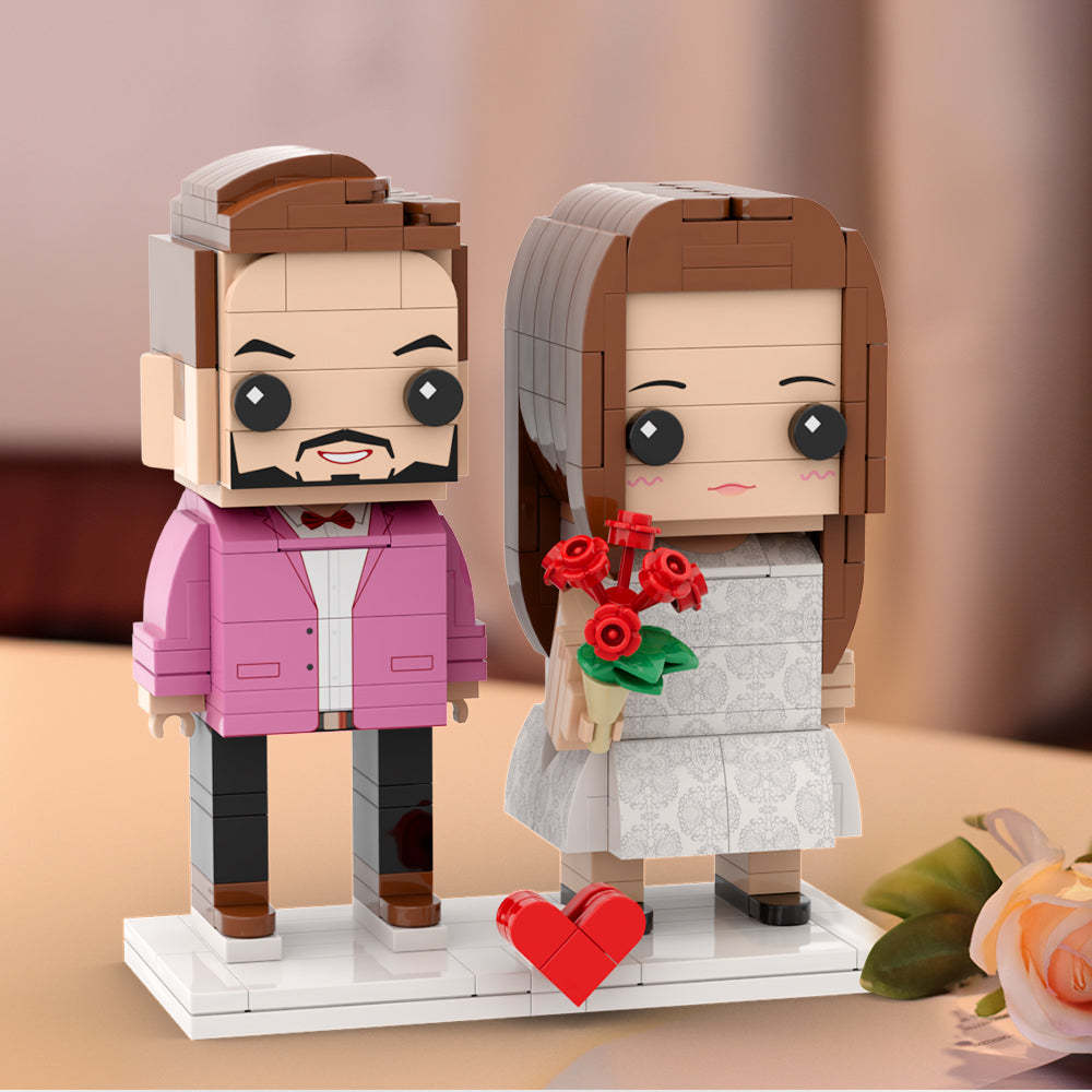 Valentine's Day Couple Gift Present For Lovers Customizable Fully Body 2 People Custom Brick Figures Persanalized Cute Face Brick Figures - minebrickuk