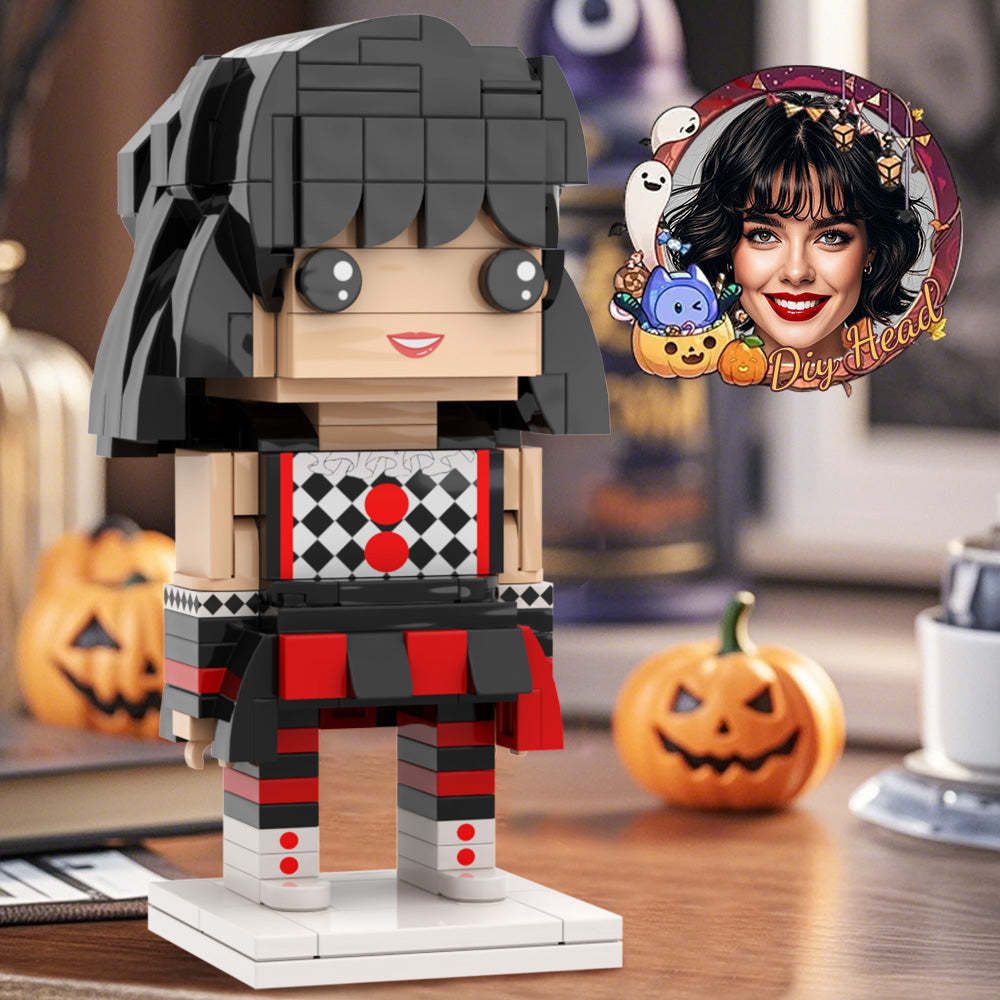 Halloween Red Killer Skirt DIY Head Halloween Brick Figures DIY Personalized Brick Figures Small Particle Block Girls - minebrickuk