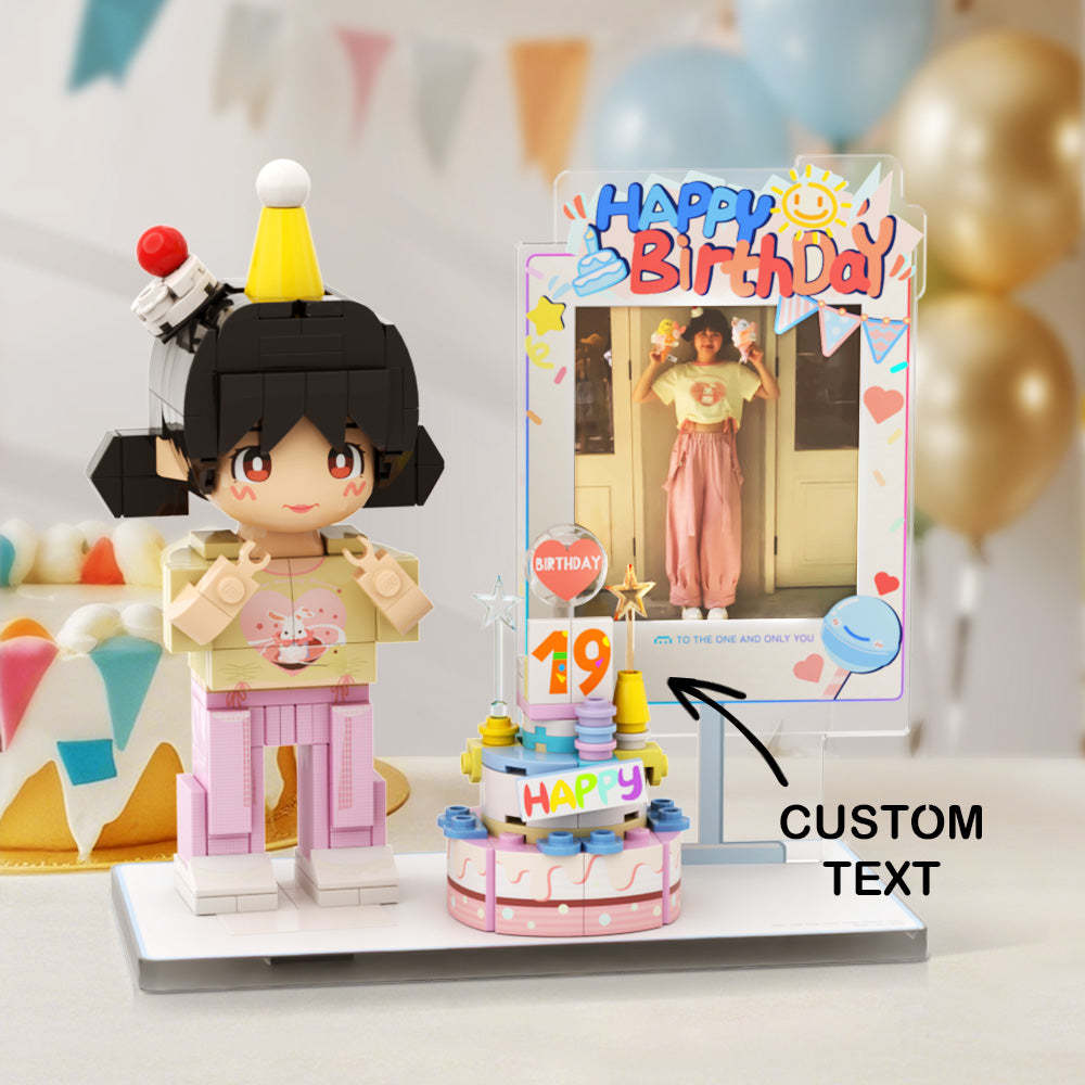 Birthday Girl Full Body Brick Figures Customizable 1 Person Small Particle Block Toy Gift For Birthday - minebrickuk