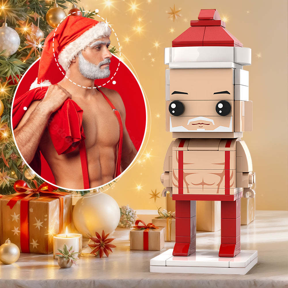 Custom Head Hot Body Santa Claus Interlocking Plastic Toy Personalized Brick Figures Christmas Gift For Man - minebrickuk