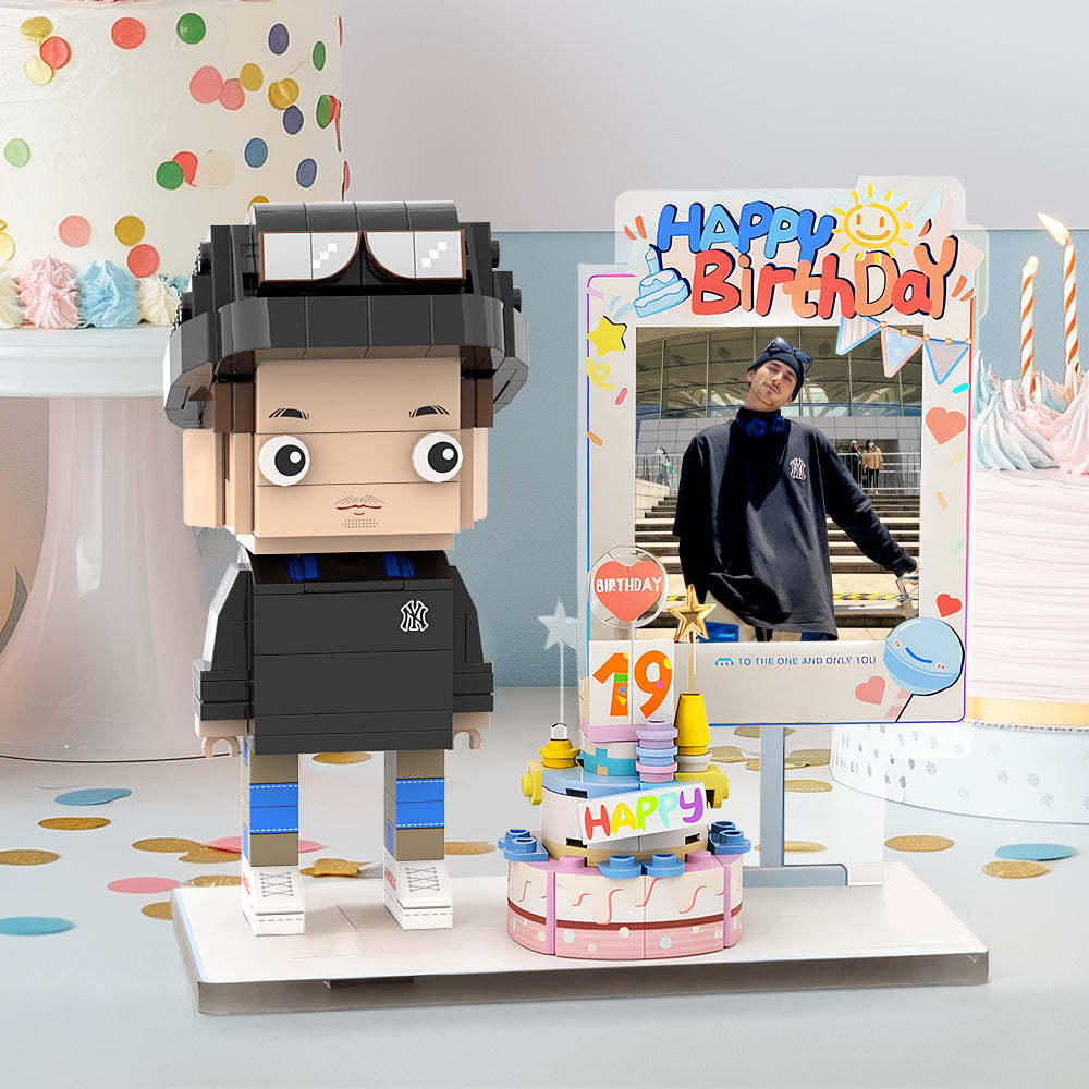 Full Body Birthday Themed Brick Figures Universal Interlocking Plastic Toy Customizable 1 Person Small Particle Block Toy Gift For Birthday Boy - 