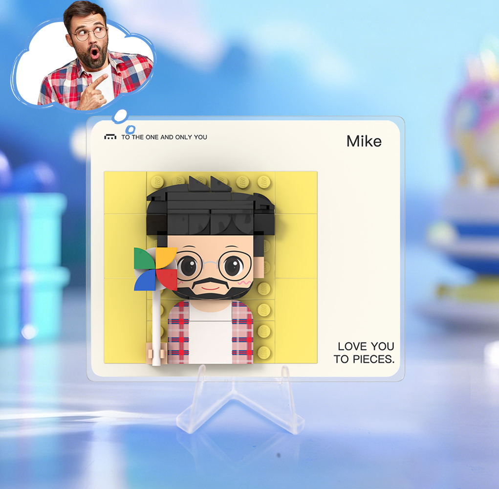 Customizable 1 People Custom Brick Figures Acrylic Plaque Gift for Him - 