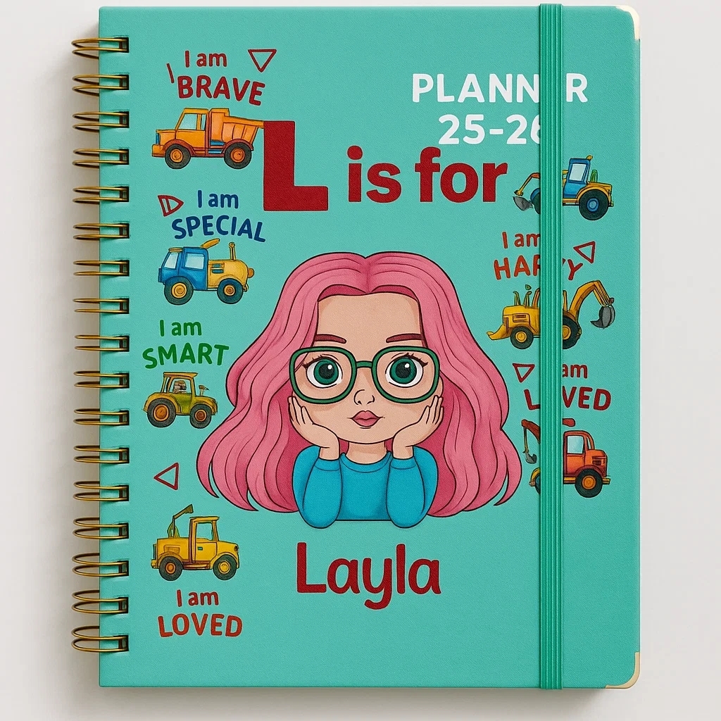 Custom Cartoon Character A5 Spiral Journal Notebook with Name of Dreams Custom Name Back to School Gift for Kid