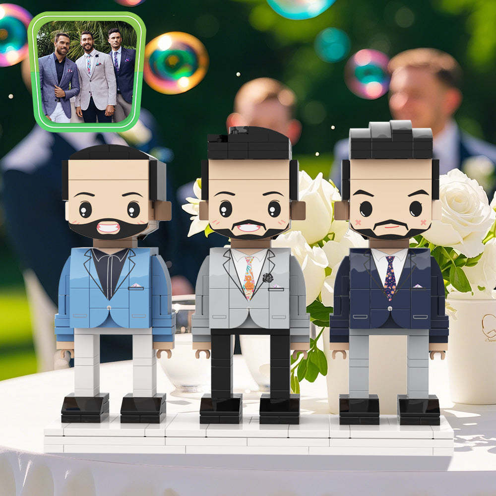 Wedding Souvenir For Best Man Full Customized 3 People Full Custom Brick Figures Custom Brick Figures For Anniversary - minebrickuk