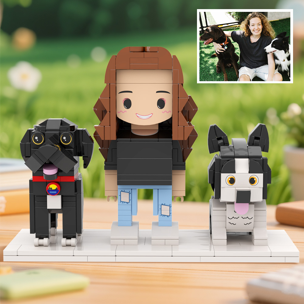 Personalized 1 People Fully Body People With Dog and Cat Pets Family Gifts