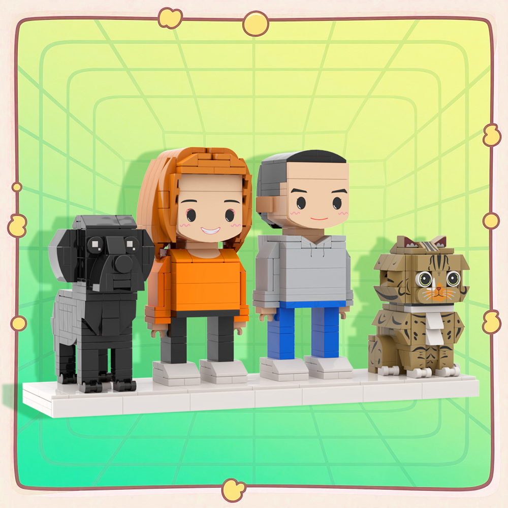 Personalized 1 People Fully Body People With Dog and Cat Pets Family Gifts