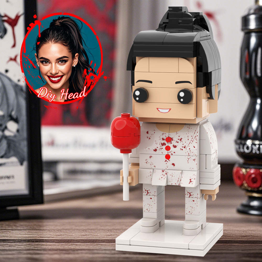 Bloody Balloon DIY Head Halloween Brick Figures Personalized Brick Figures Small Particle Block Girls - minebrickuk