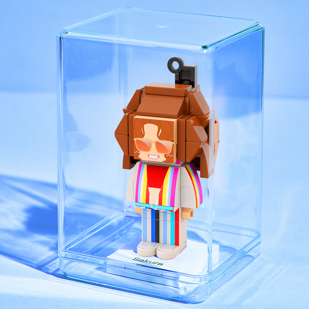 Personalized Mini Brick Figures Customizable 1 Person  Small Particle Block Keychain for Her Funny Bag Charm - 