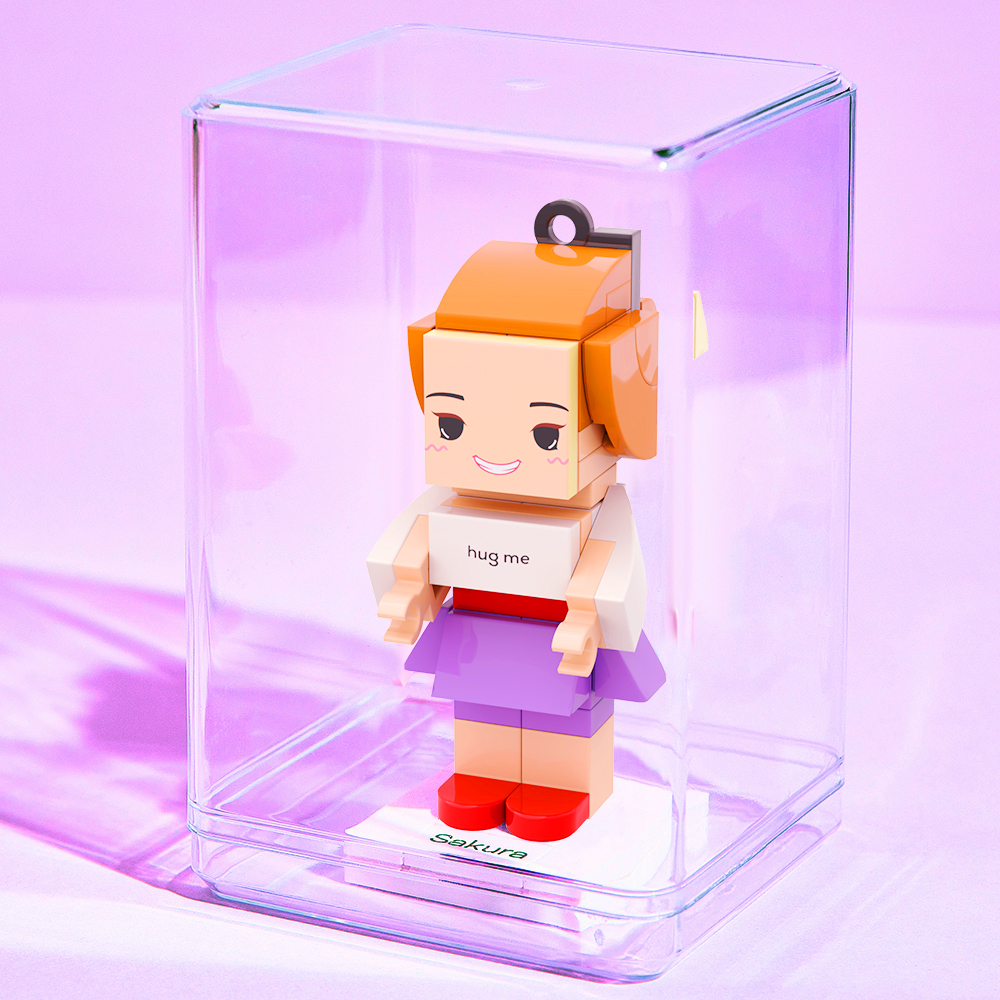 Personalized Head Brick Figure Hug Me Custom Mini Brick Figures Small Particle Block Keychain - 