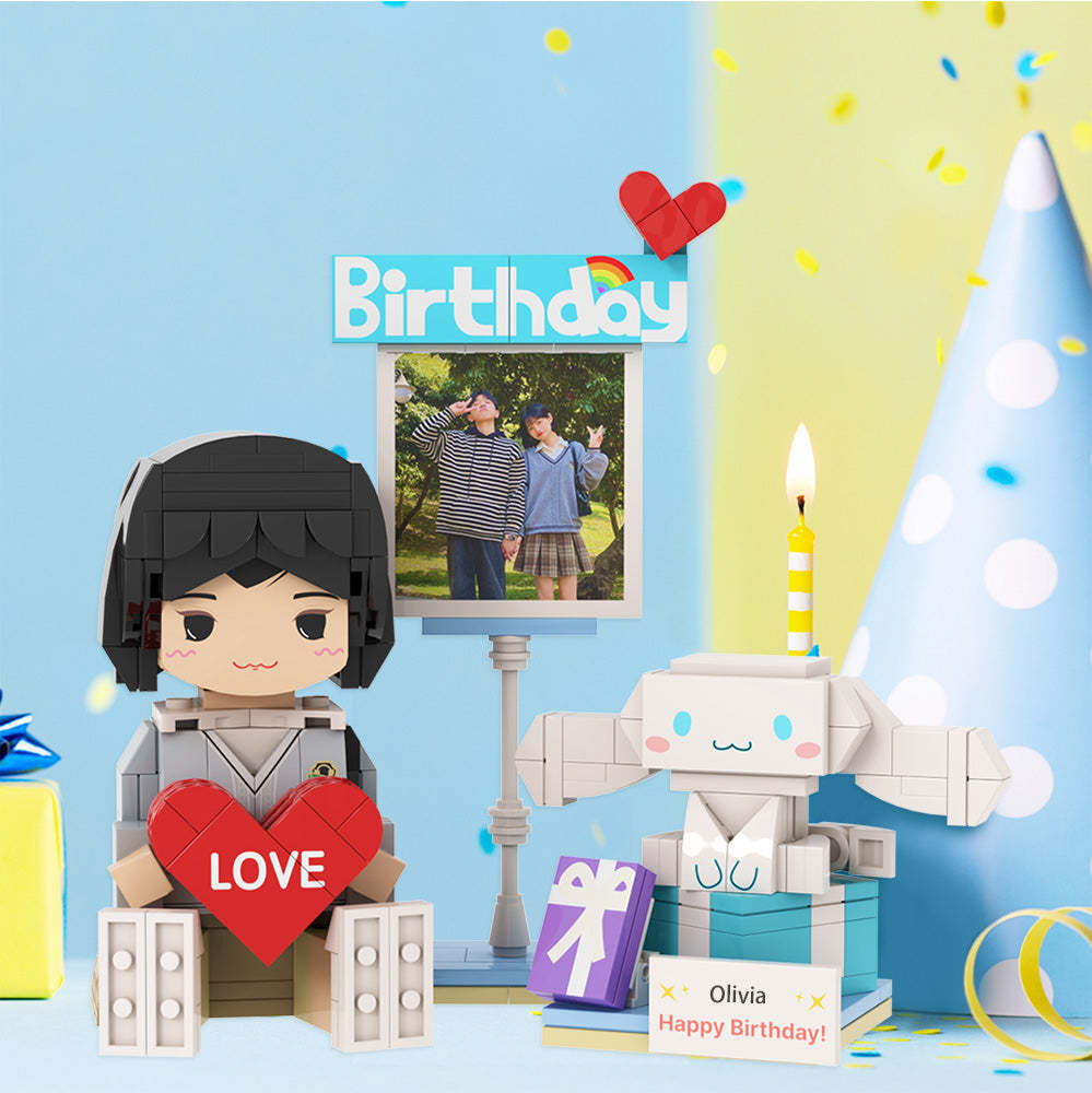 Custom Brirthday Brick Figures Personalized Sitting Brick Figures Small Particle Block Toy - minebrickuk