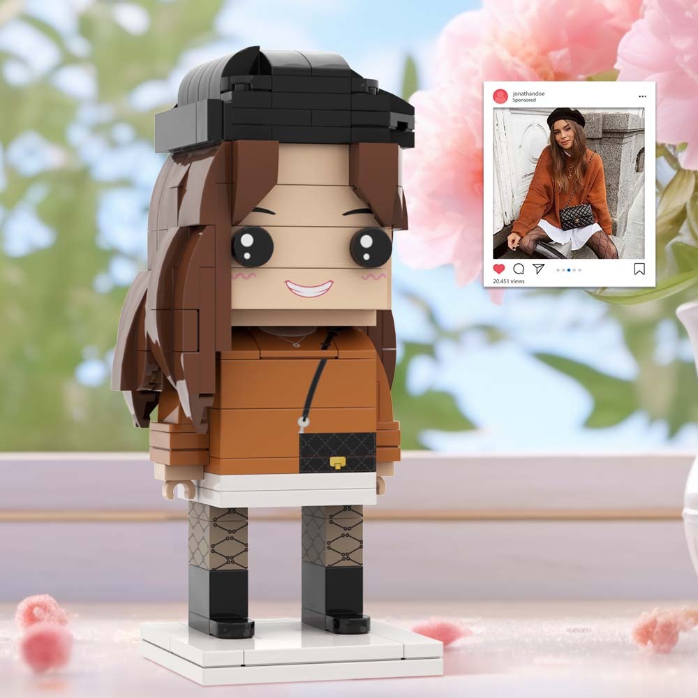 #OOTD Stylish Hat Full Body Customizable 1 Person Custom BrickHeads Upgraded Version Small Particle Block Toy