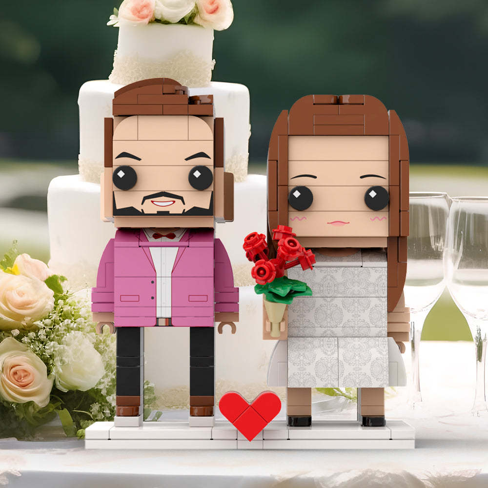 Valentine's Day Couple Gift Present For Lovers Customizable Fully Body 2 People Custom Brick Figures Persanalized Cute Face Brick Figures - minebrickuk