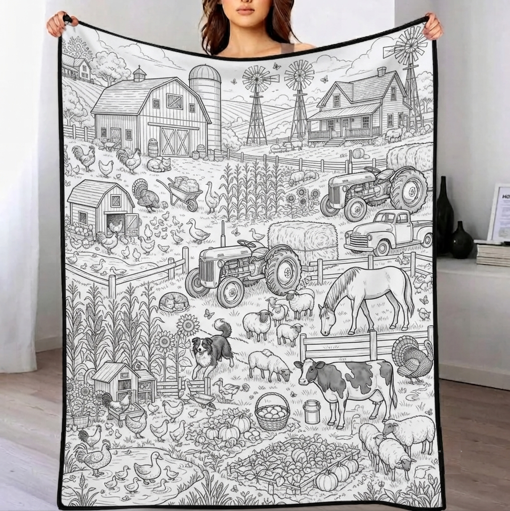 DIY Drawing Blanket , Doodle  Your Own Blankets, Customizable Washable Art Blankets for Kids/Adults - 