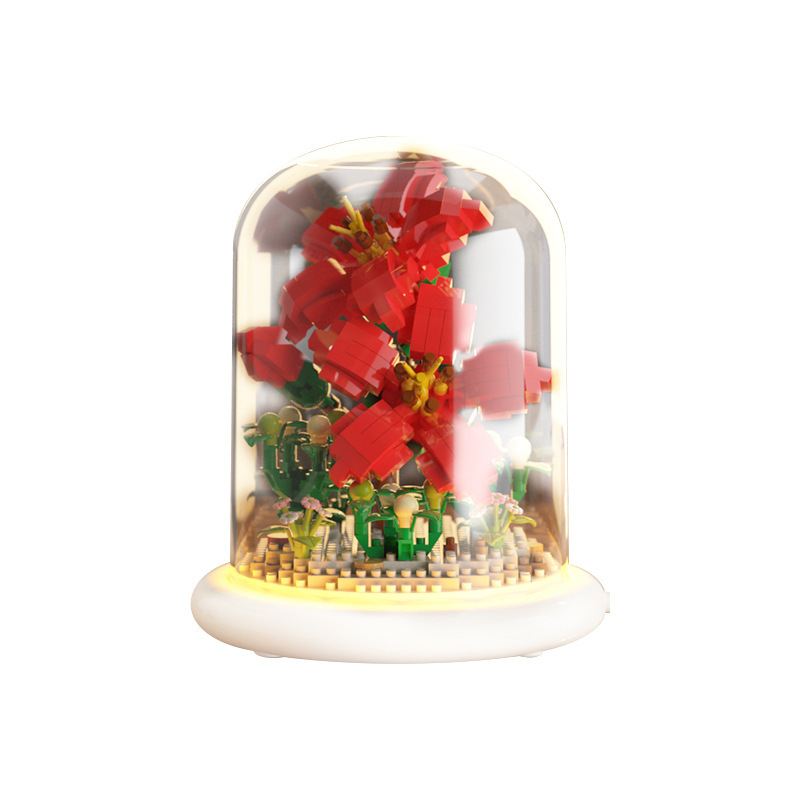 Flower Bouquets Building Sets,Mini Bricks Building Kit DIY Building Blocks with Dust Cover Gift for Mom - 
