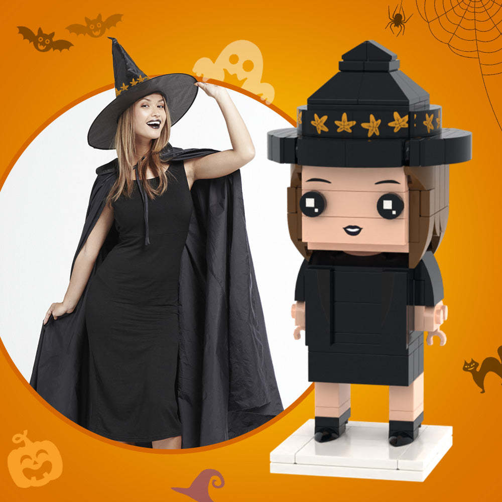 Halloween Gifts Witche Brick Figures Full Body Customizable 1 Person Brick Figures Custom Brick Figures Personalized Small Particle Block Toy - minebrickuk