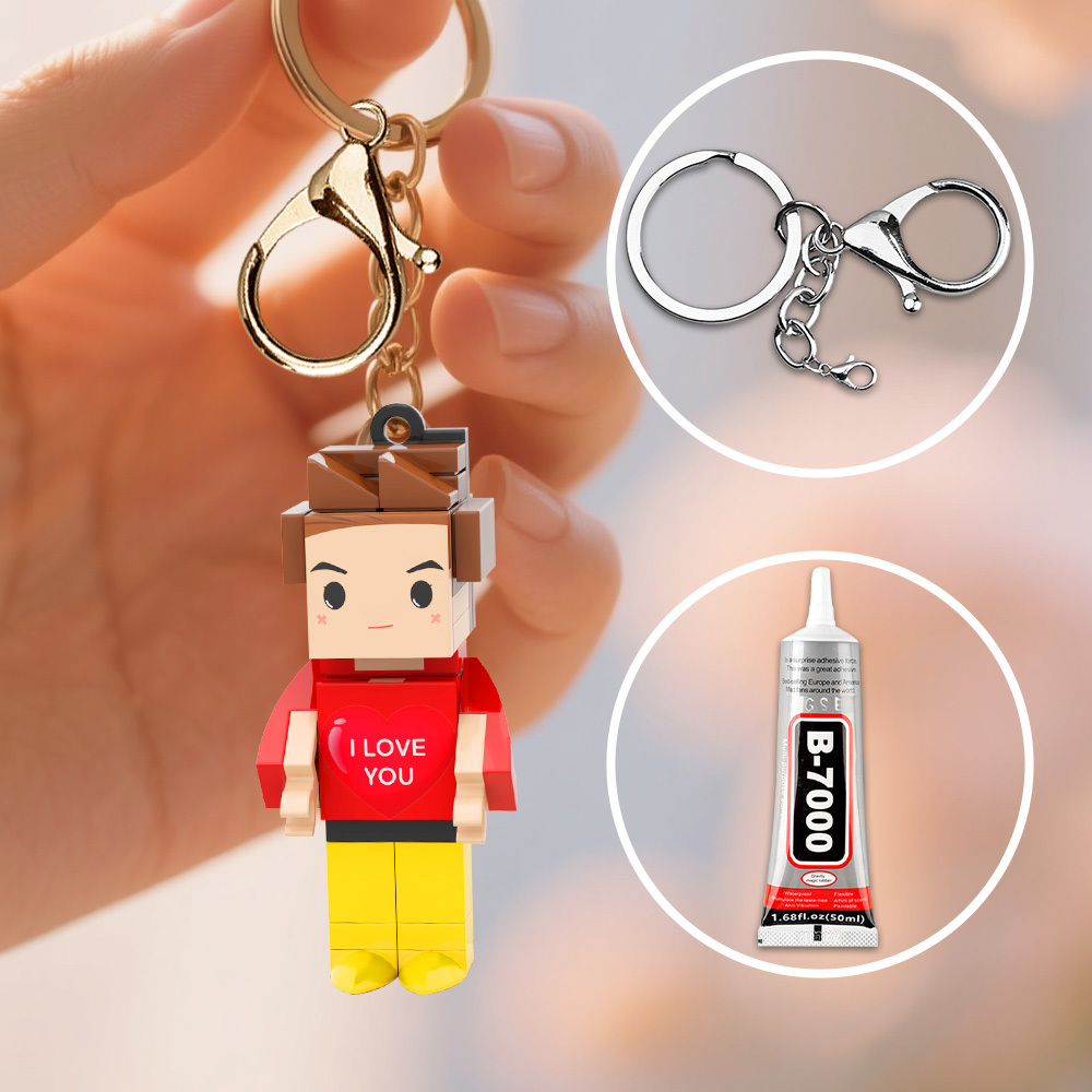 Customized Head Brick Figure I LOVE YOU Mini Brick Figures Small Particle Block - 