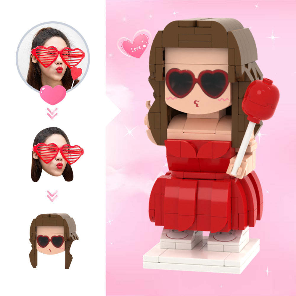 Custom Cute Head Brick Figures Personalized 1 People Brick Figures Lady with Balloon Brick Figures 