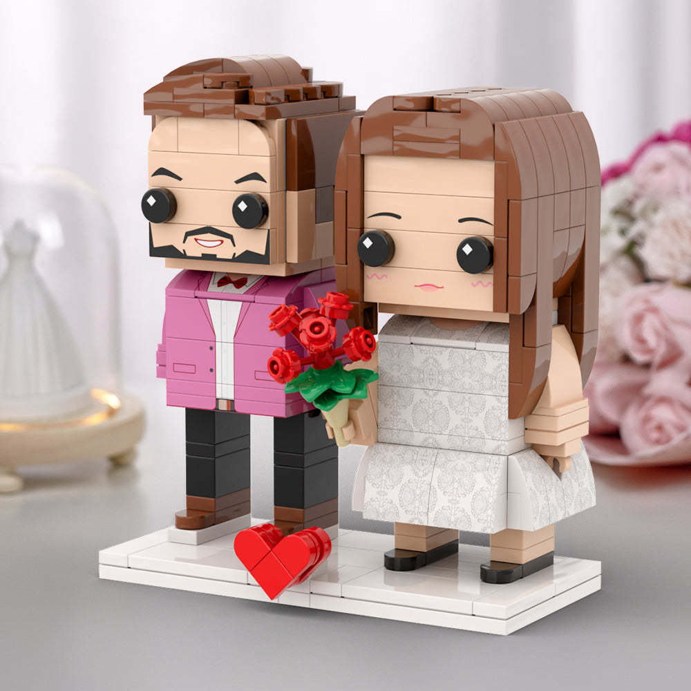 Valentine's Day Couple Gift Present For Lovers Customizable Fully Body 2 People Custom Brick Figures Persanalized Cute Face Brick Figures - minebrickuk