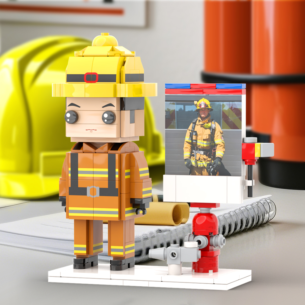 Firefighter Gift Customizable 1 Person Gift Full Body Custom Brick Figures - 