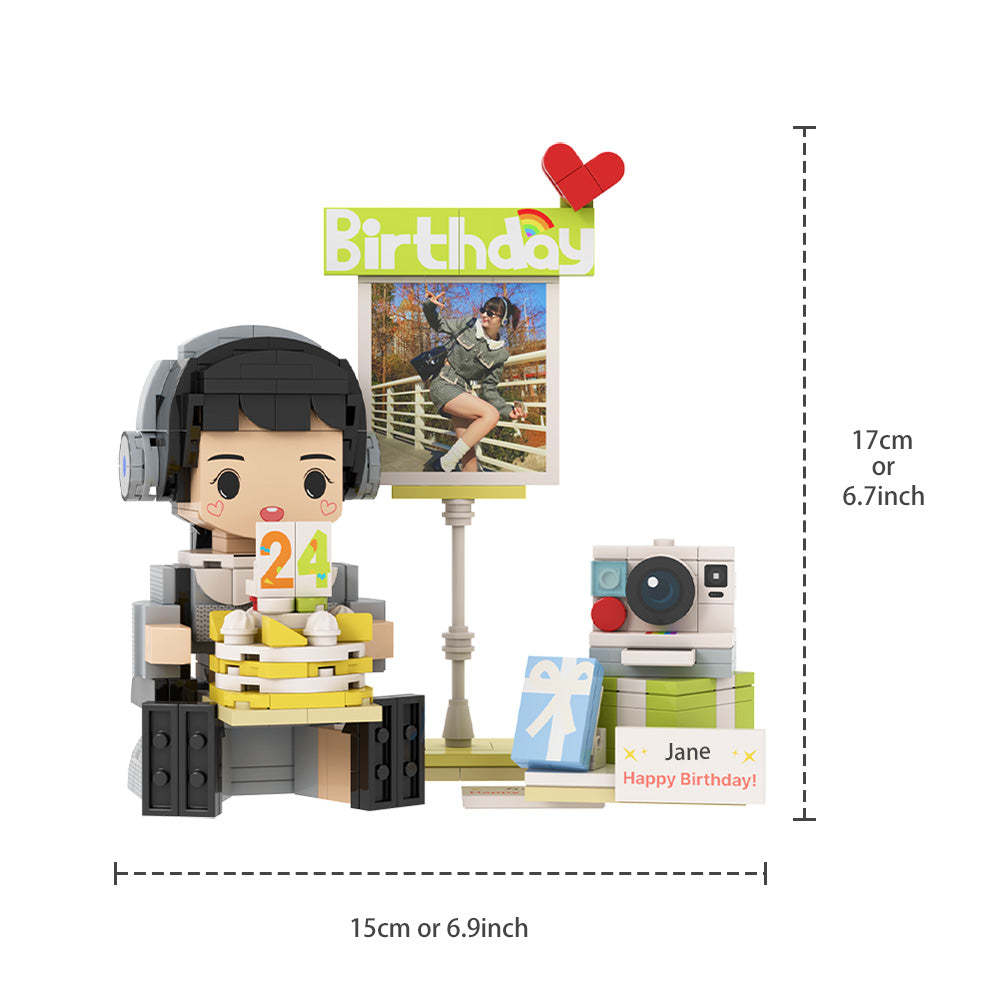 Custom Brirthday Brick Figures Personalized Sitting Brick Figures Small Particle Block Toy - minebrickuk