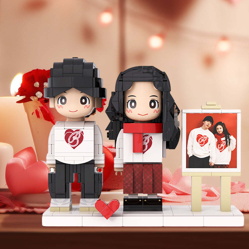 Creative Gifts for Couples: Customized double Duddu Brick Figures picture frames, personalized birthday gifts, and Duddu Brick Figures - minebrickuk