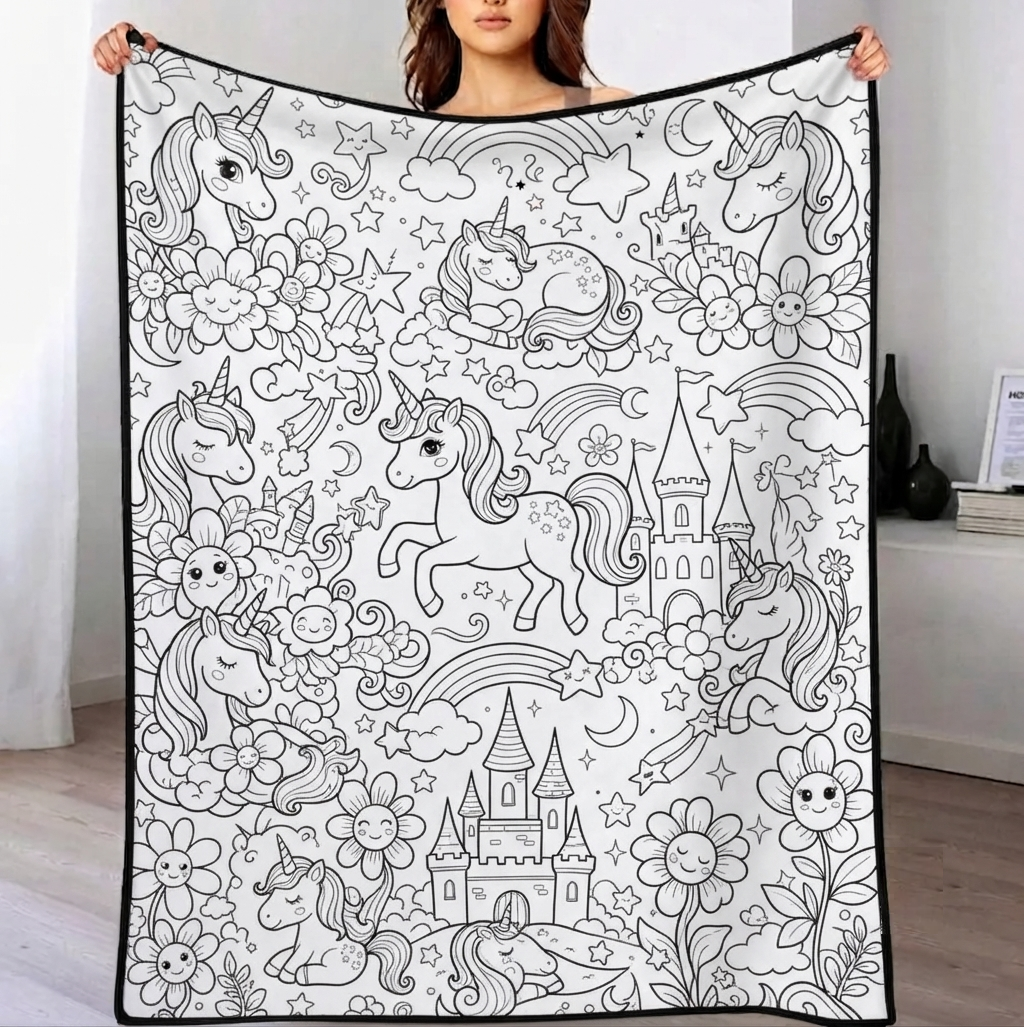 DIY Drawing Blanket , Doodle  Your Own Blankets, Customizable Washable Art Blankets for Kids/Adults - 