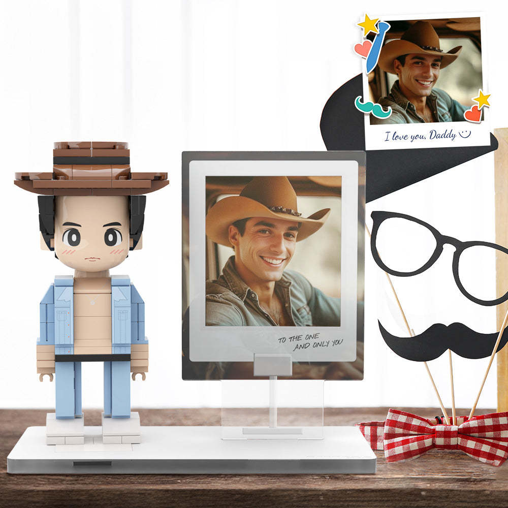 Full Body Duddu Photo Brick Figures Photo In Acrylic Models Customized For Stylish Daddy On Father's Day - minebrickuk