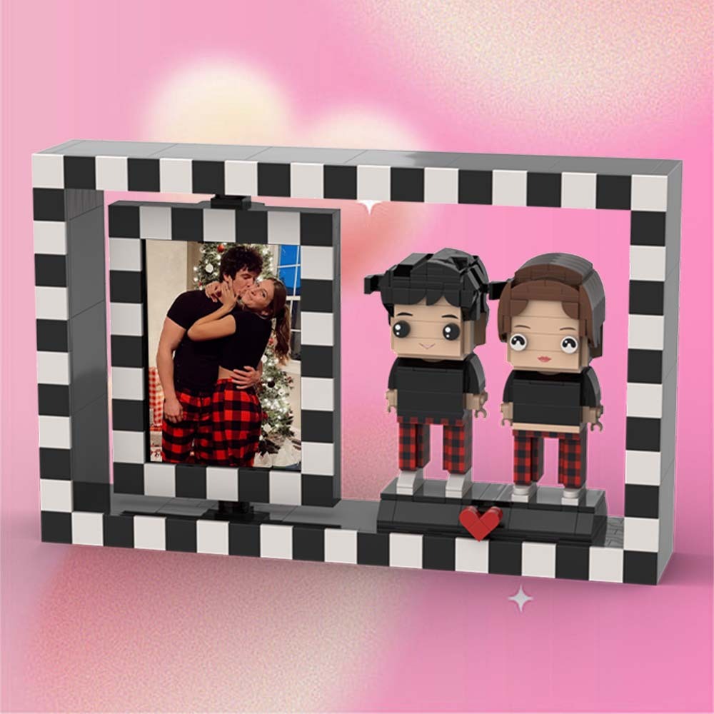 Custom Brick Figures Customizable 2 People Photo Frame Full Body Gift for Couple - 