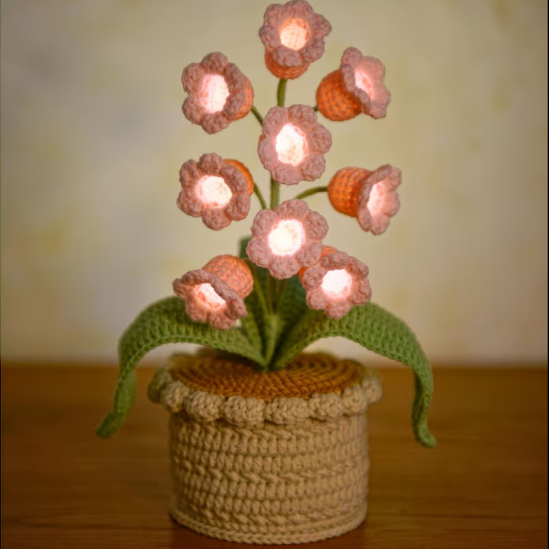 Romantic LED Crocheted Lily of the Valley – Glowing Knit Flower for Valentine’s Day - 