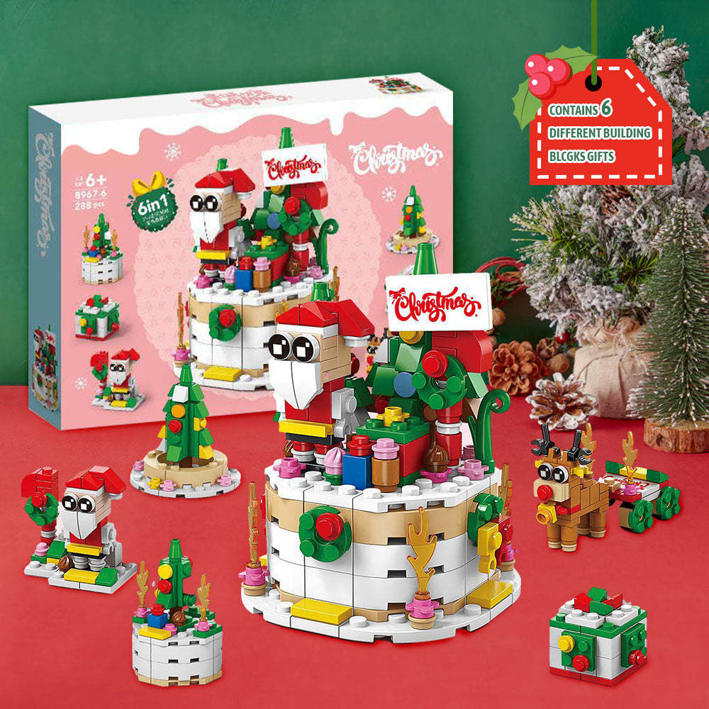 Christmas Cake Brick Figures Surprise Blind Box 6 in 1 Brick Figures Gift Box - minebrickuk