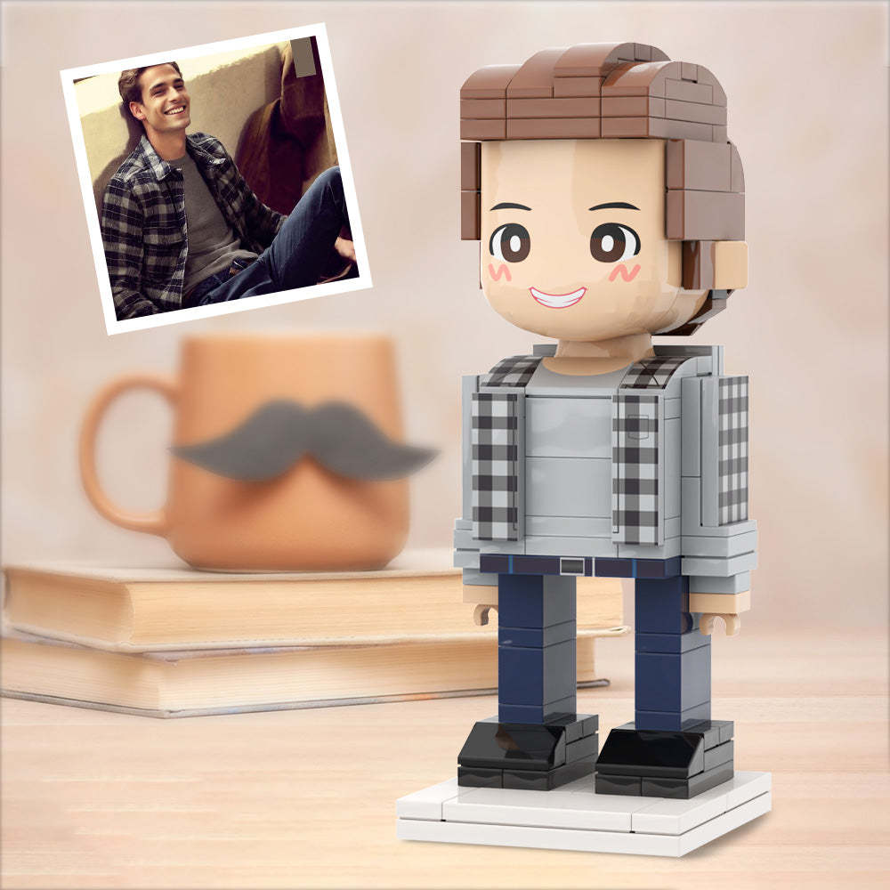Full Body Duddu Brick Figures Customizable 1 Person Custom Brick Figures Small Particle Block Toy Brick Me Figures For Younger Dad On Father's Day - minebrickuk