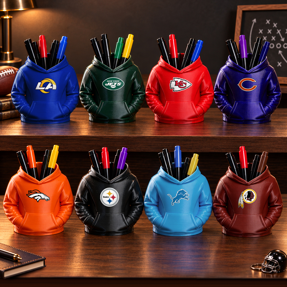 3D Printed Football Hoodie Pen Holder | Team Desk Organizer - 