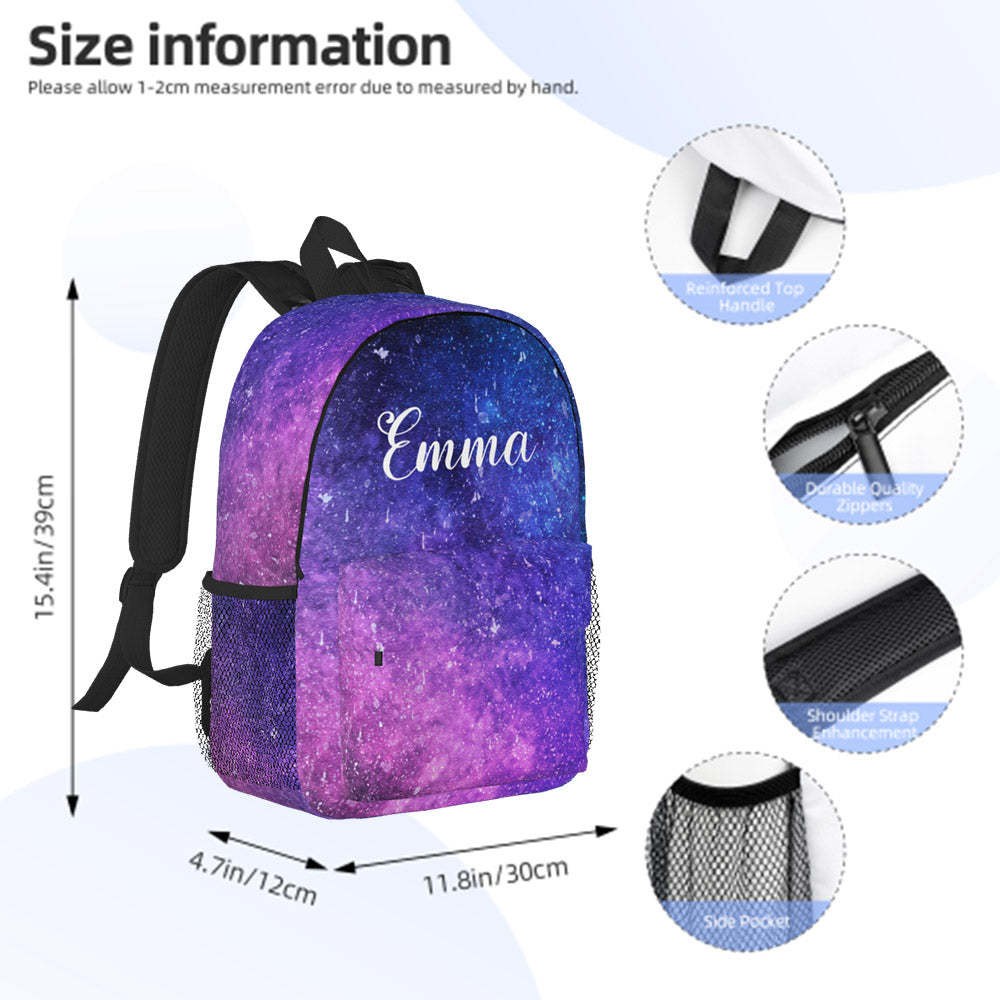 Custom Name Backpack Personalised Starry Sky School Bag - mysiliconefoodbag