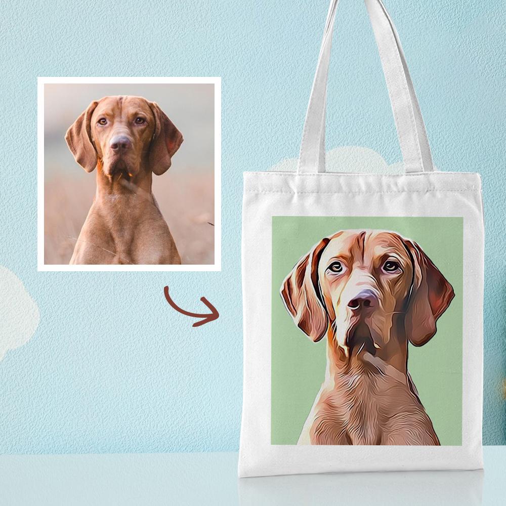 custom pet portrait canvas tote bag personalized canvas bags diy gift