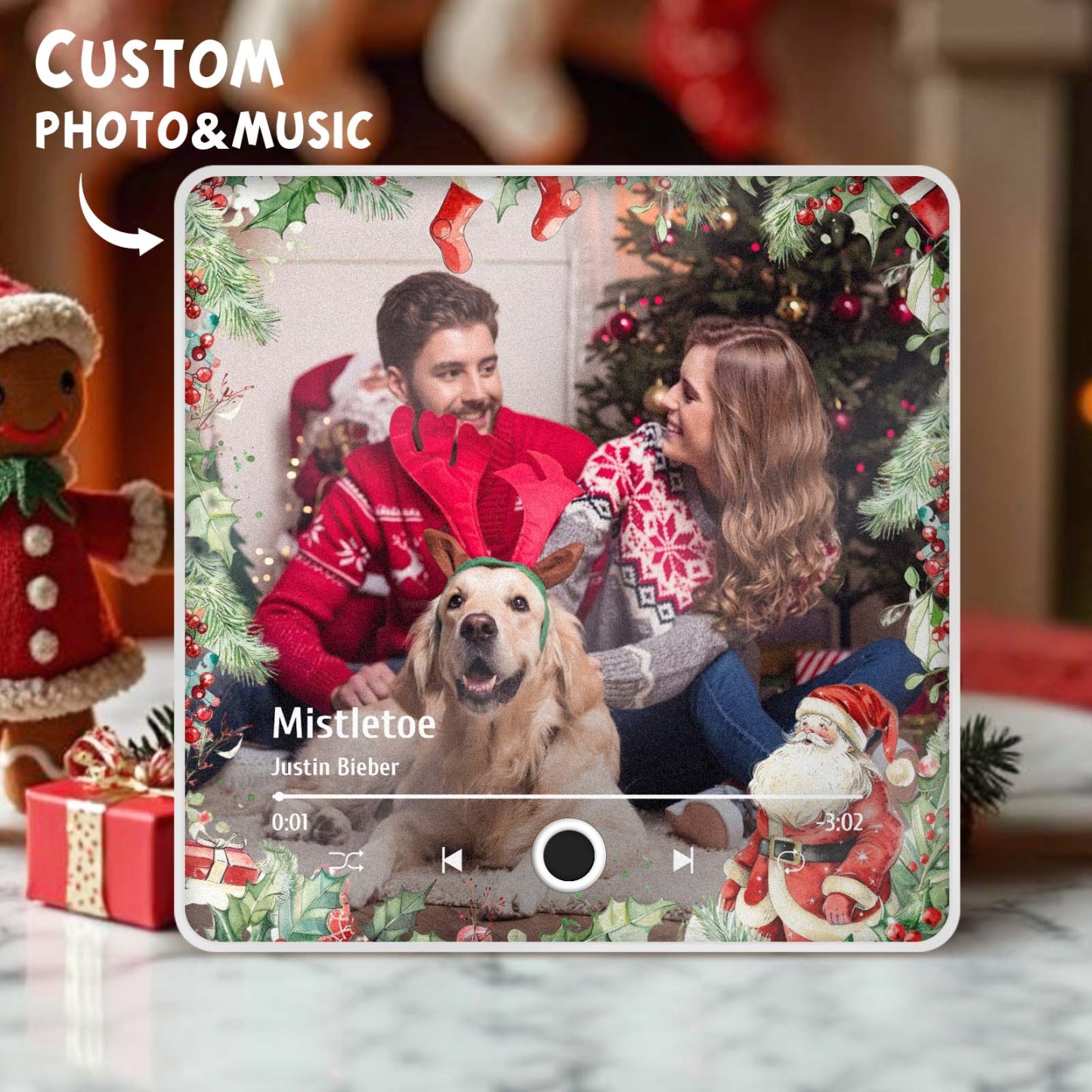 Personalized Christmas Family Photo Music Fridge Magnet Custom Music Magnets Can Play Songs Christmas Gifts for Family