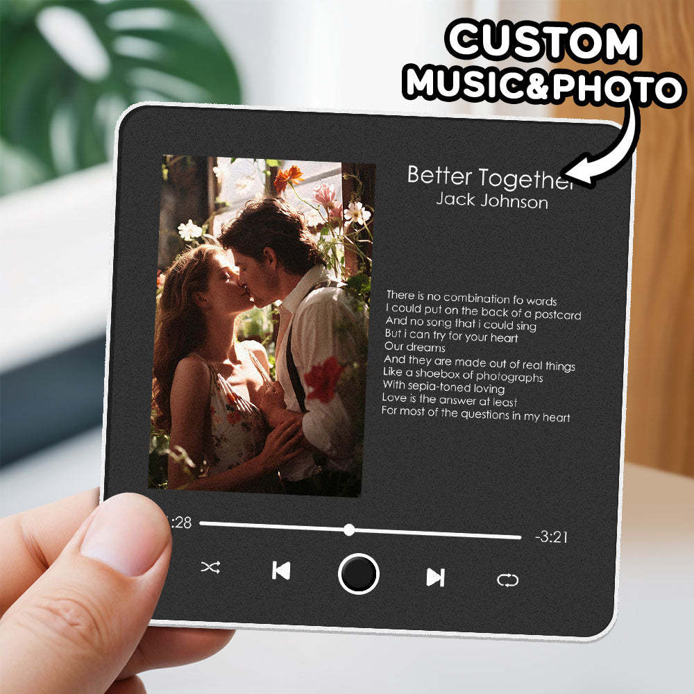 Customized Album Fridge Magnet Pro Wall Photo Sticker Can Play Songs and Adjust Volume Text Couple Gift - Get Photo Blanket