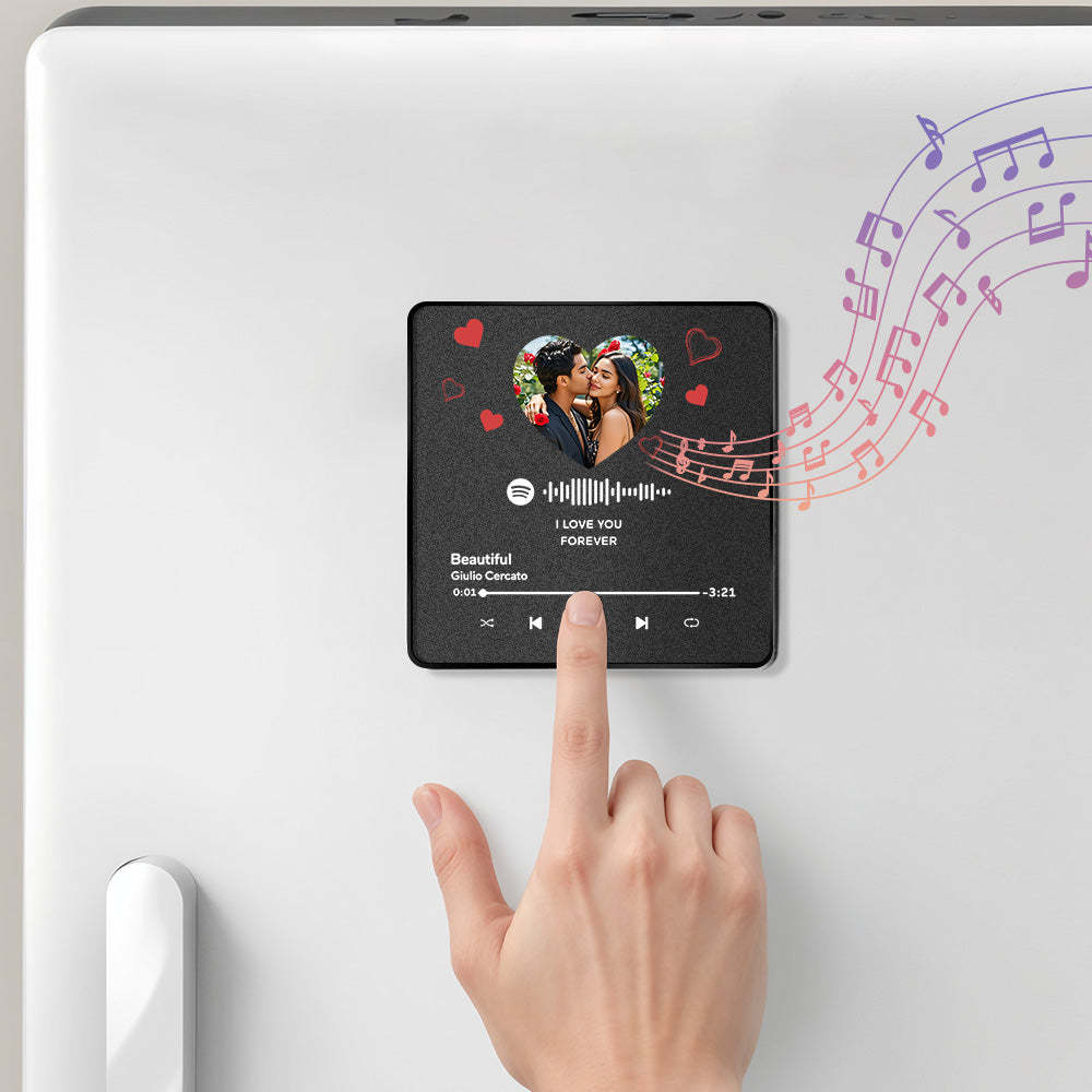 Customized Album Fridge Magnet Heart Personalized Photo Music Fridge Magnet Prp Can Play Songs Anniversary Gifts Ideas - Get Photo Blanket
