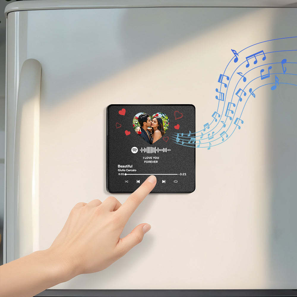 Customized Album Fridge Magnet Heart Personalized Photo Music Fridge Magnet Prp Can Play Songs Anniversary Gifts Ideas - Get Photo Blanket