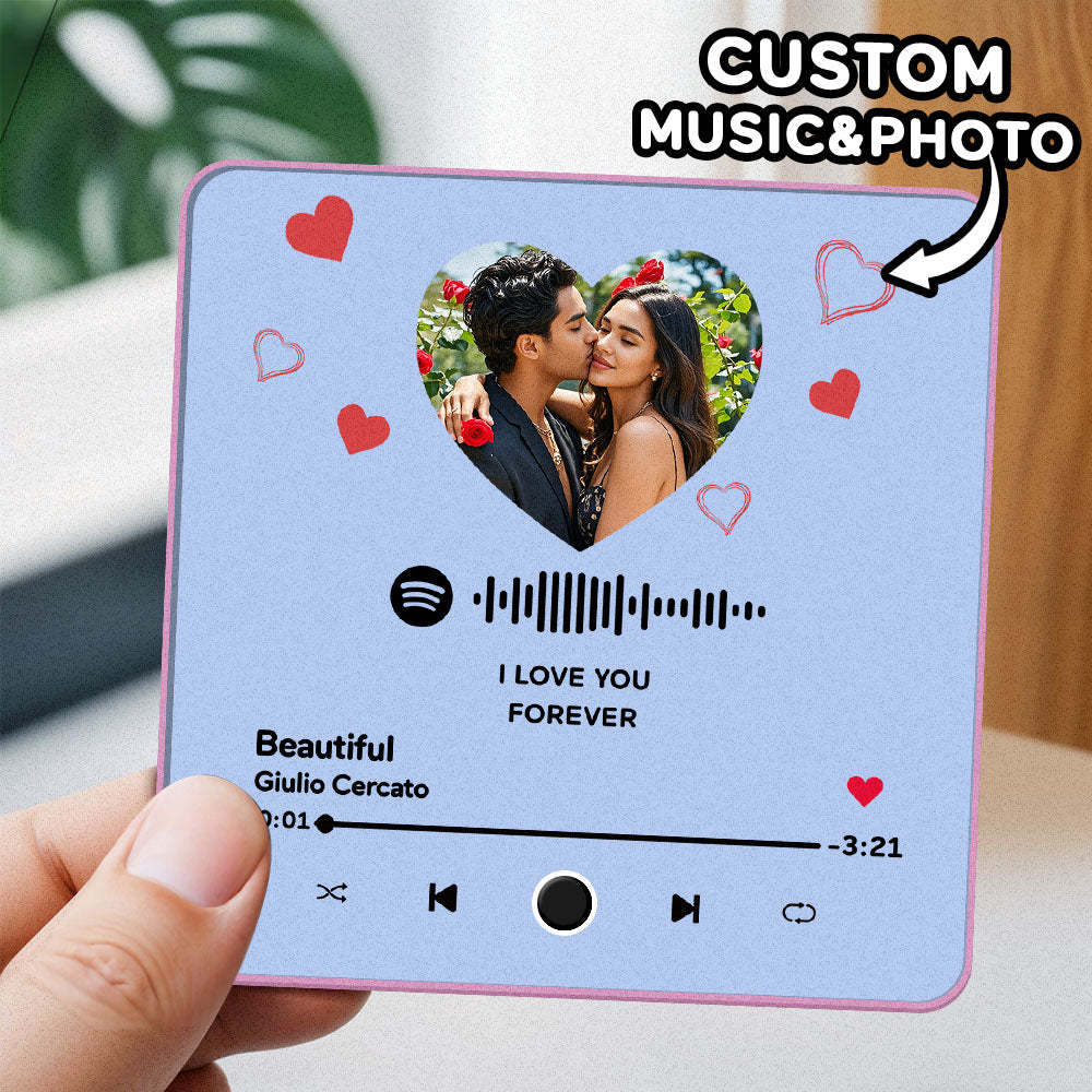 Customized Album Fridge Magnet Heart Personalized Photo Music Fridge Magnet Prp Can Play Songs Anniversary Gifts Ideas - Get Photo Blanket